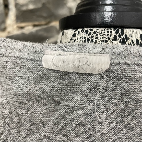 Olivia Rae V-Neck Marbled Grey Tie Up Front Sweater - Picture 4 of 4